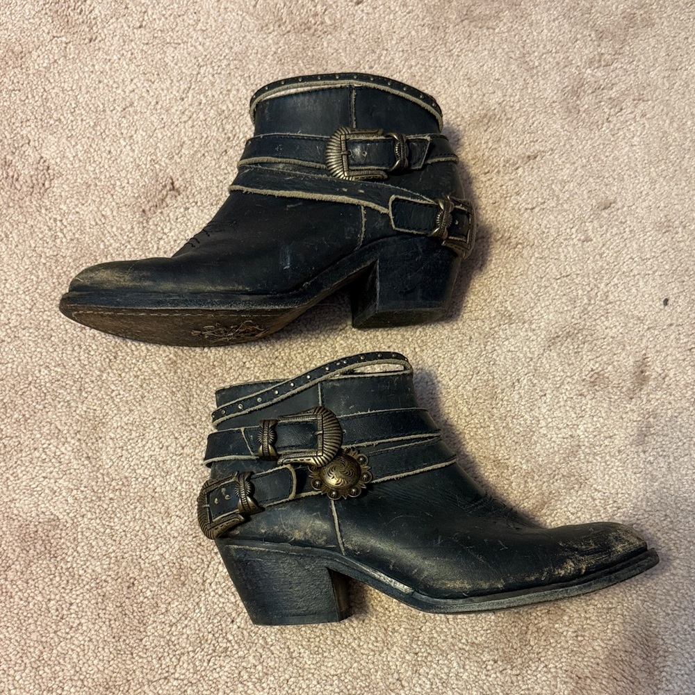Black Ankle Boots with Buckle Detail